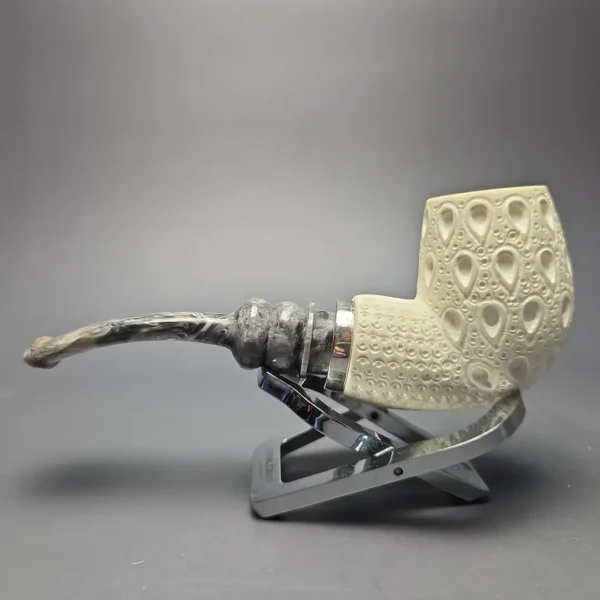 Unknown Lattice-Carved Reverse Calabash Brandy with Silver (Unsmoked Estate) - Image 4
