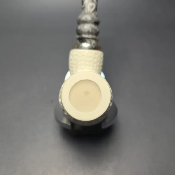 Unknown Lattice-Carved Reverse Calabash Brandy with Silver (Unsmoked Estate) - Image 6