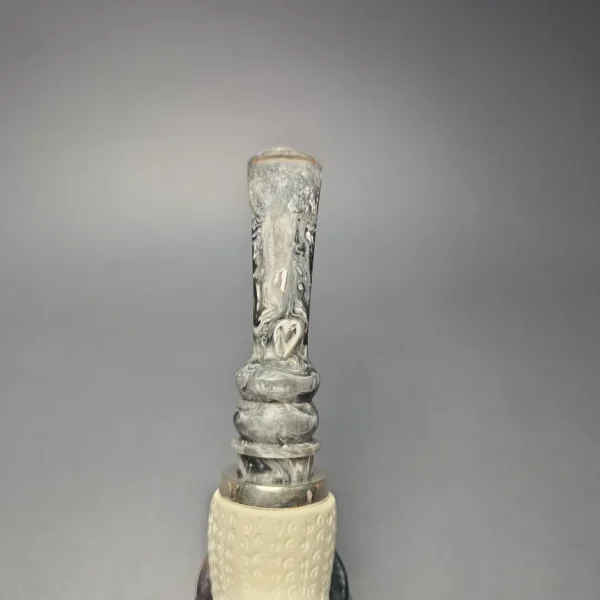 Unknown Lattice-Carved Reverse Calabash Brandy with Silver (Unsmoked Estate) - Image 7