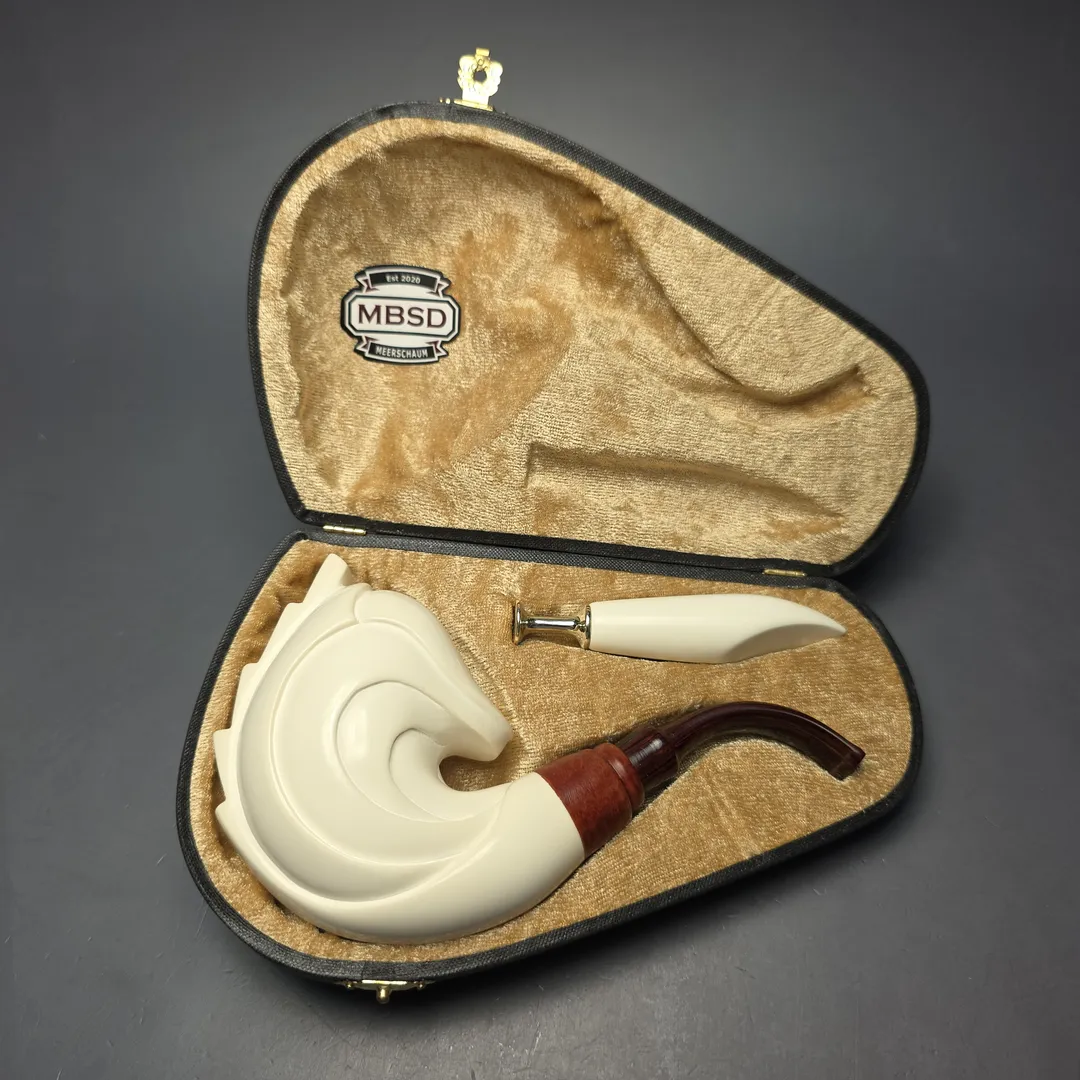 MBSD Meerschaum Premier (by Emre Bay) Smooth Wave with Cumberland and Briar-Mortise (New) - Image 2