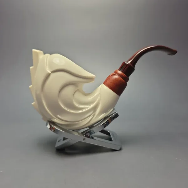 MBSD Meerschaum Premier (by Emre Bay) Smooth Wave with Cumberland and Briar-Mortise (New) - Image 3
