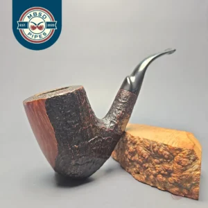 Savinelli Autograph (5) Partially Sandblasted Stacked Bent Billiard (Estate)