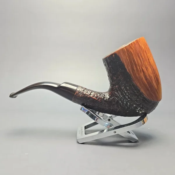 Savinelli Autograph (5) Partially Sandblasted Stacked Bent Billiard (Estate) - Image 4