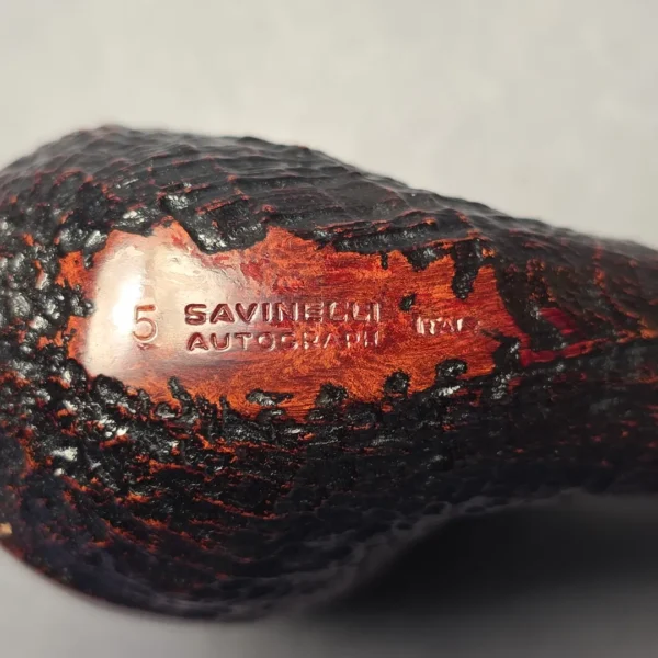 Savinelli Autograph (5) Partially Sandblasted Stacked Bent Billiard (Estate) - Image 10