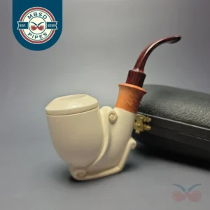 MBSD Meerschaum Premier (by Emre Bay) Smooth Vase Sitter with Cumberland and Briar-Mortise (New)