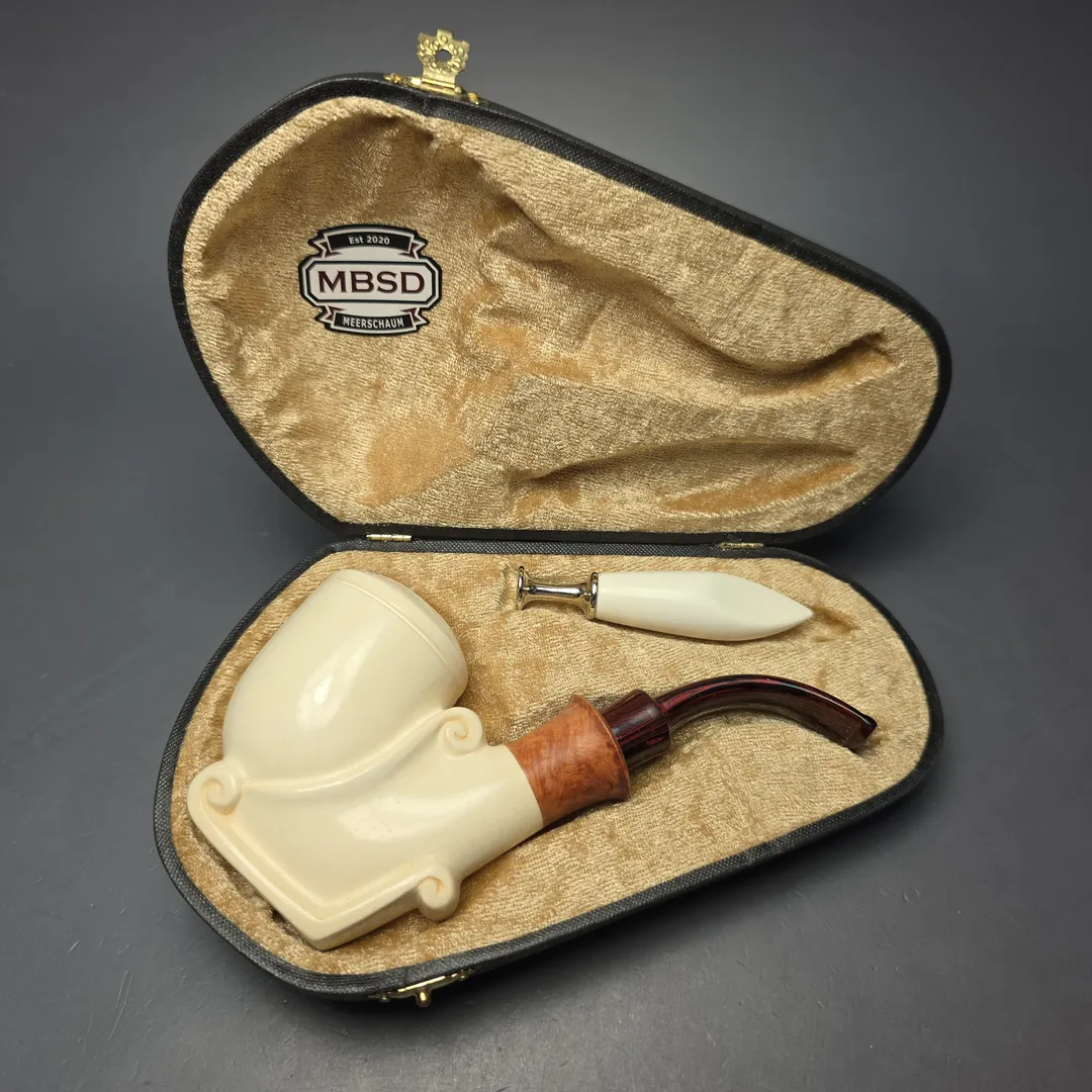 MBSD Meerschaum Premier (by Emre Bay) Smooth Vase Sitter with Cumberland and Briar-Mortise (New) - Image 2