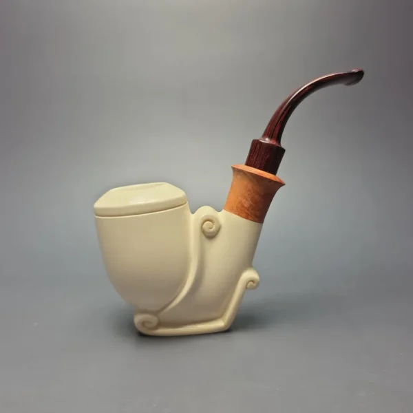 MBSD Meerschaum Premier (by Emre Bay) Smooth Vase Sitter with Cumberland and Briar-Mortise (New) - Image 3