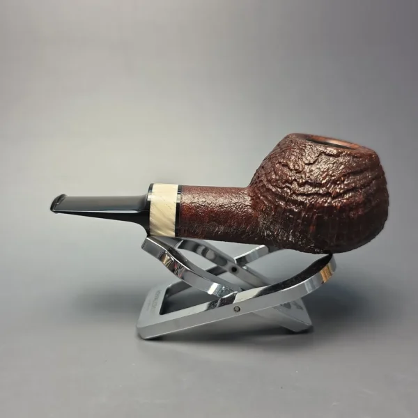 Abe Herbaugh Sandblasted Squat Tomato Sitter with Musk Ox Horn (Estate) - Image 4