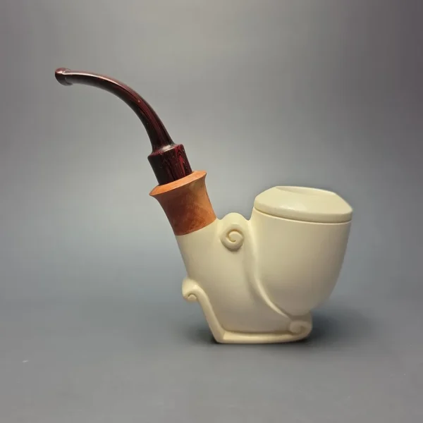 MBSD Meerschaum Premier (by Emre Bay) Smooth Vase Sitter with Cumberland and Briar-Mortise (New) - Image 5