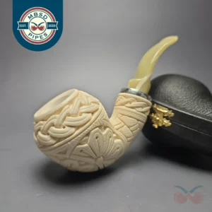 MBSD Meerschaum Silver Floral Carved Reverse Calabash Rhodesian (New)