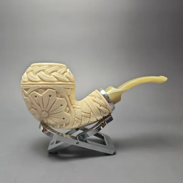 MBSD Meerschaum Silver Floral Carved Reverse Calabash Rhodesian (New) - Image 3
