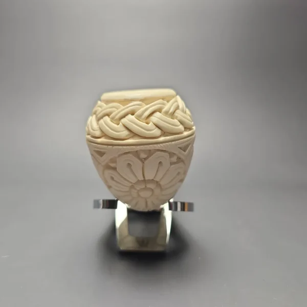 MBSD Meerschaum Silver Floral Carved Reverse Calabash Rhodesian (New) - Image 4