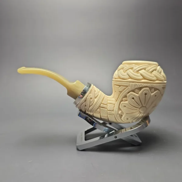 MBSD Meerschaum Silver Floral Carved Reverse Calabash Rhodesian (New) - Image 5