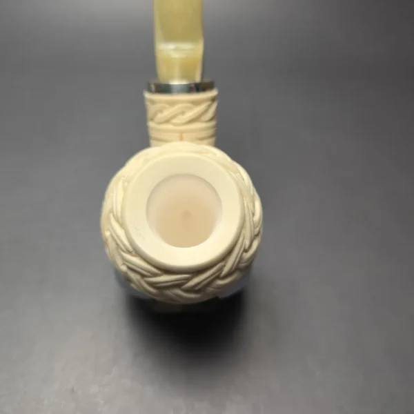 MBSD Meerschaum Silver Floral Carved Reverse Calabash Rhodesian (New) - Image 7