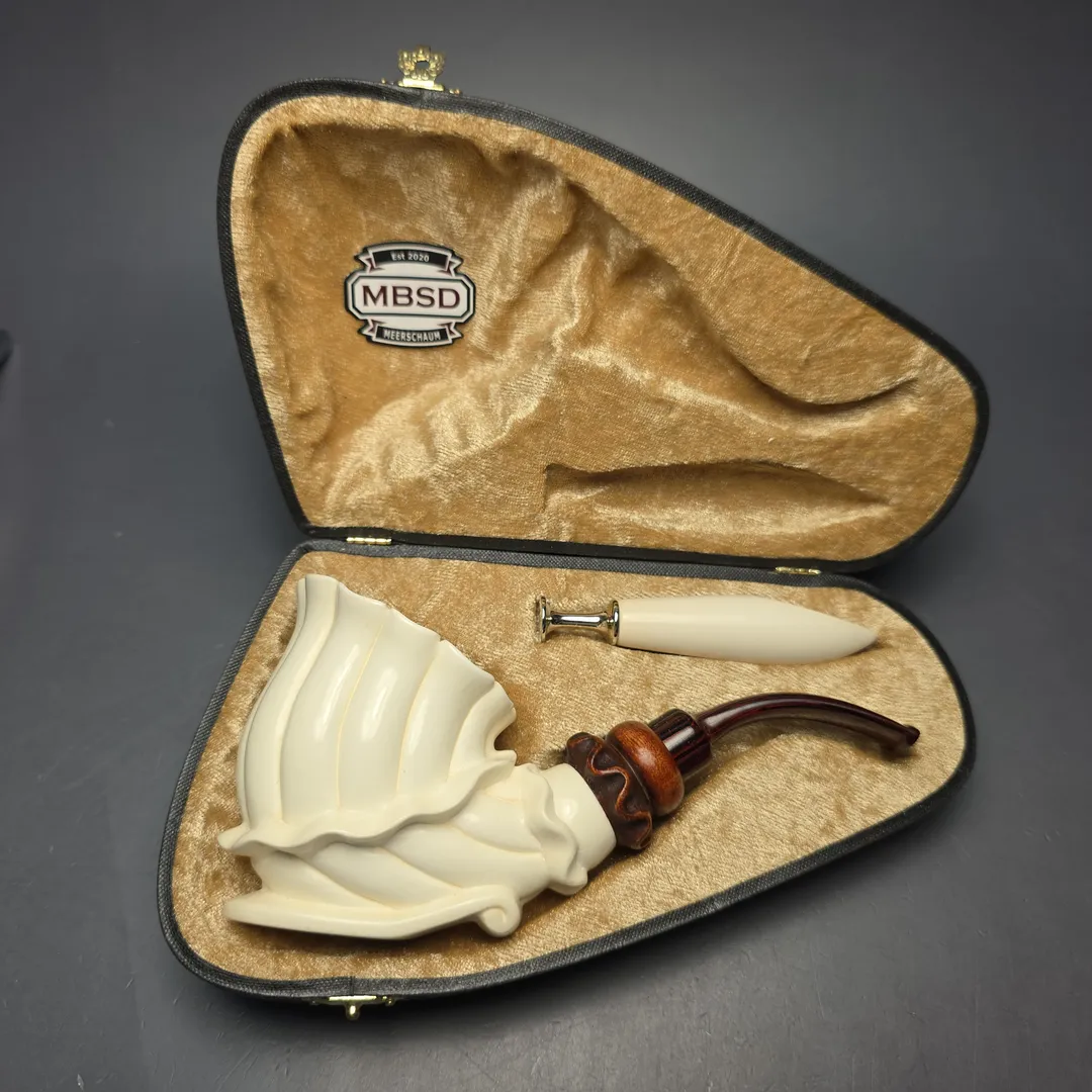 MBSD Meerschaum Premier (by Emre Bay) Smooth Fluted Vase with Cumberland and Briar-Mortise (New) - Image 2