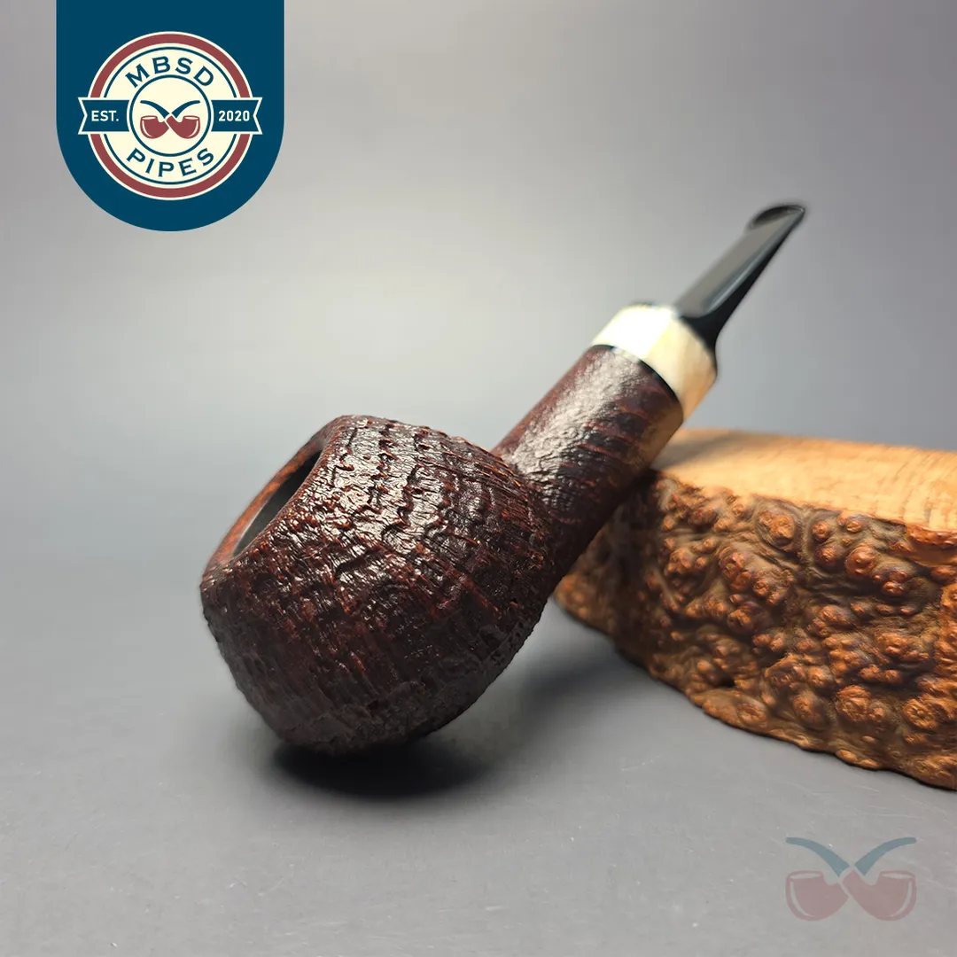 Abe Herbaugh Sandblasted Squat Tomato Sitter with Musk Ox Horn (Estate)