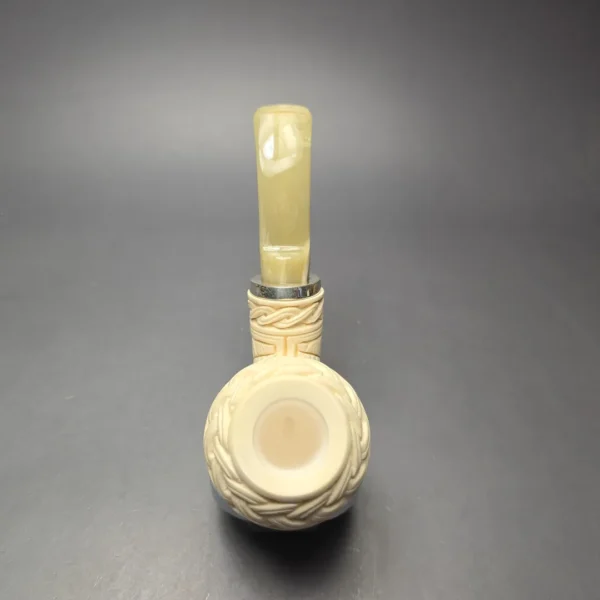 MBSD Meerschaum Silver Floral Carved Reverse Calabash Rhodesian (New) - Image 9