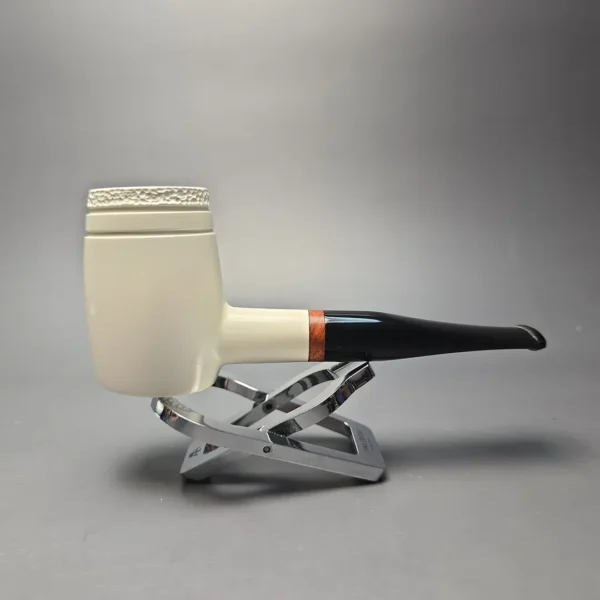 MBSD Meerschaum Deluxe Partially Rusticated "Whittler" Poker with Briar-Mortise (New) - Image 3