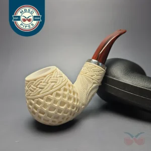 MBSD Meerschaum Silver Lattice Carved Reverse Calabash Brandy (New)