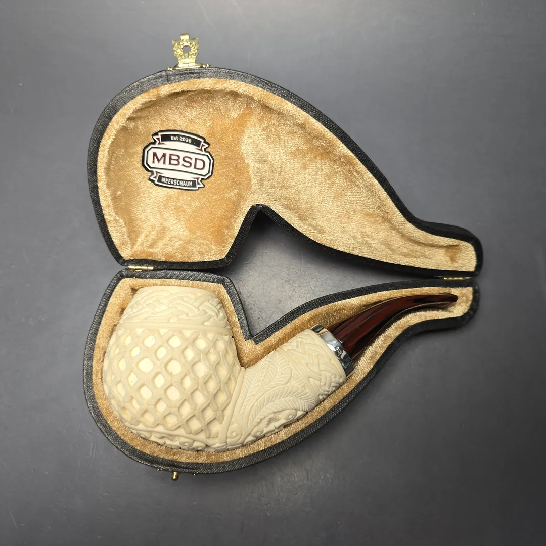 MBSD Meerschaum Silver Lattice Carved Reverse Calabash Brandy (New) - Image 2