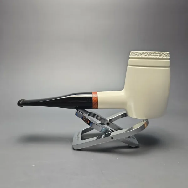 MBSD Meerschaum Deluxe Partially Rusticated "Whittler" Poker with Briar-Mortise (New) - Image 5