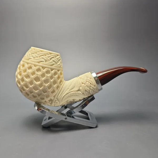 MBSD Meerschaum Silver Lattice Carved Reverse Calabash Brandy (New) - Image 3