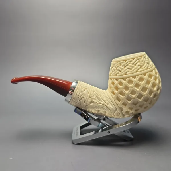 MBSD Meerschaum Silver Lattice Carved Reverse Calabash Brandy (New) - Image 5