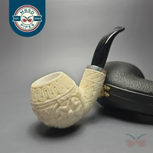 MBSD Meerschaum Silver Floral Carved Reverse Calabash Brandy (New)