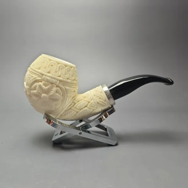 MBSD Meerschaum Silver Floral Carved Reverse Calabash Brandy (New) - Image 3