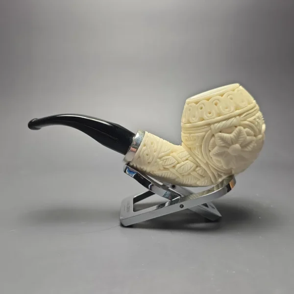 MBSD Meerschaum Silver Floral Carved Reverse Calabash Brandy (New) - Image 5