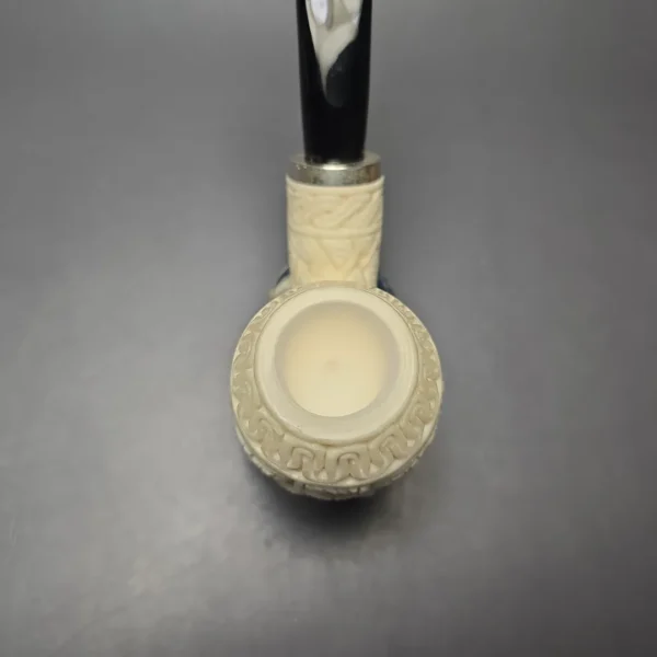 MBSD Meerschaum Silver Floral Carved Reverse Calabash Brandy (New) - Image 7