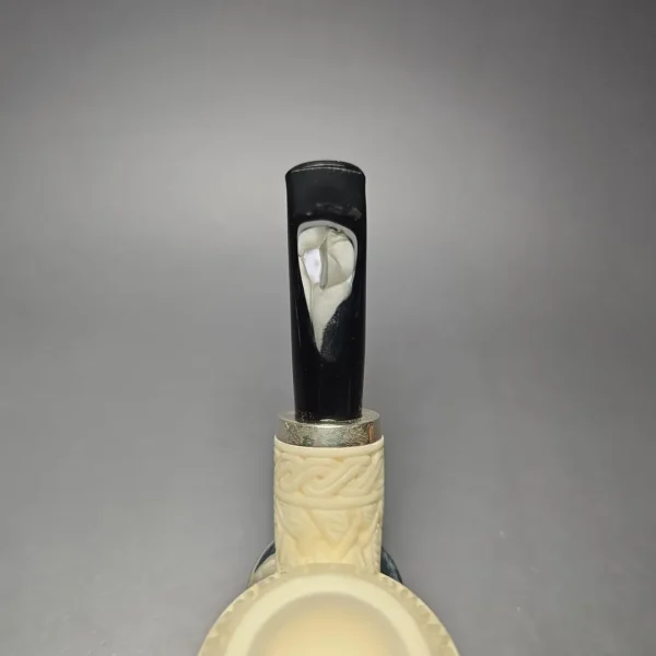 MBSD Meerschaum Silver Floral Carved Reverse Calabash Brandy (New) - Image 8