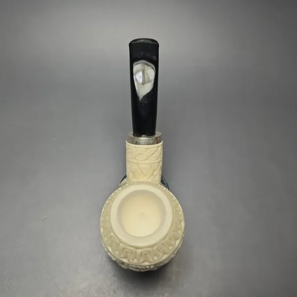 MBSD Meerschaum Silver Floral Carved Reverse Calabash Brandy (New) - Image 9