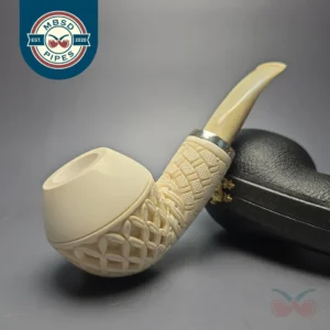 MBSD Meerschaum Silver Lattice Carved Reverse Calabash Rhodesian (New)