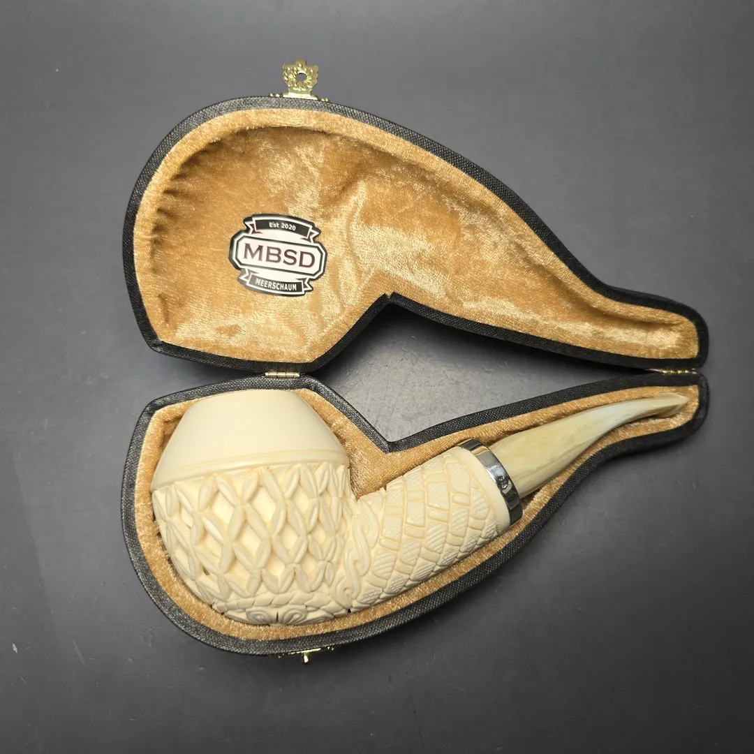 MBSD Meerschaum Silver Lattice Carved Reverse Calabash Rhodesian (New) - Image 2