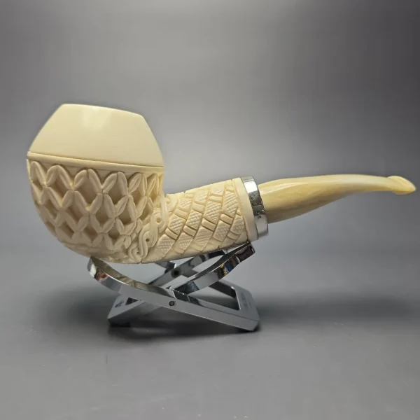 MBSD Meerschaum Silver Lattice Carved Reverse Calabash Rhodesian (New) - Image 3
