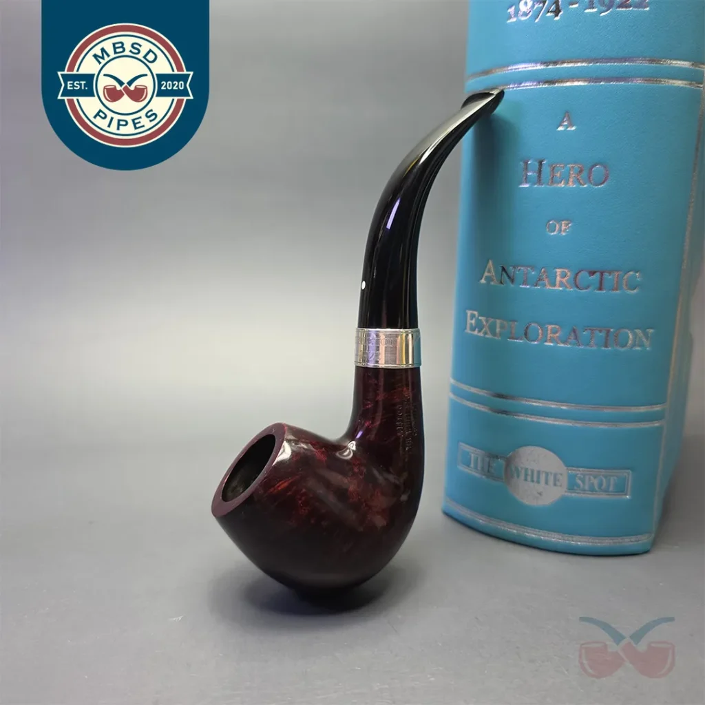 Dunhill (2023) Ernest Shackleton Bruyere 4113 Smooth Bent Apple with Silver & Silver Tamper (Unsmoked Estate)