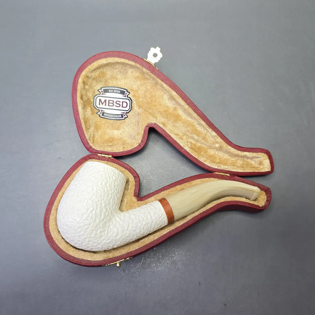 MBSD Meerschaum Deluxe Rusticated Bent Billiard with Briar-Mortise (New) - Image 2