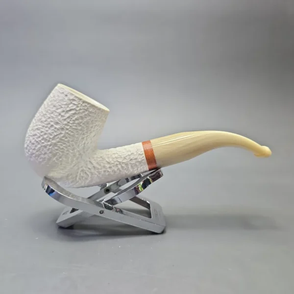 MBSD Meerschaum Deluxe Rusticated Bent Billiard with Briar-Mortise (New) - Image 3