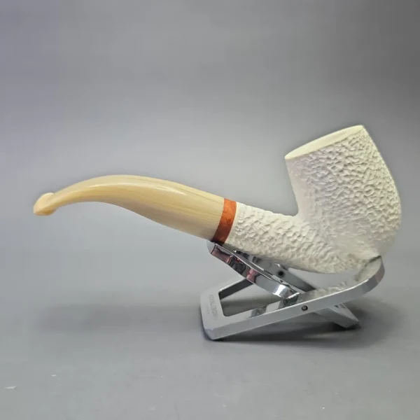 MBSD Meerschaum Deluxe Rusticated Bent Billiard with Briar-Mortise (New) - Image 5