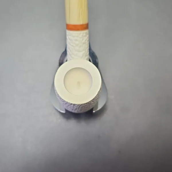 MBSD Meerschaum Deluxe Rusticated Bent Billiard with Briar-Mortise (New) - Image 7