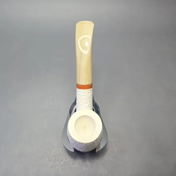 MBSD Meerschaum Deluxe Rusticated Bent Billiard with Briar-Mortise (New) - Image 9