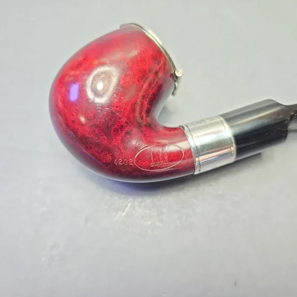 Dunhill 1995 Christmas Pipe "Three French Hens" Bruyere 4202 Smooth Bent Billiard with Silver Wind Cap and Tamper (Unsmoked Estate) - Image 11