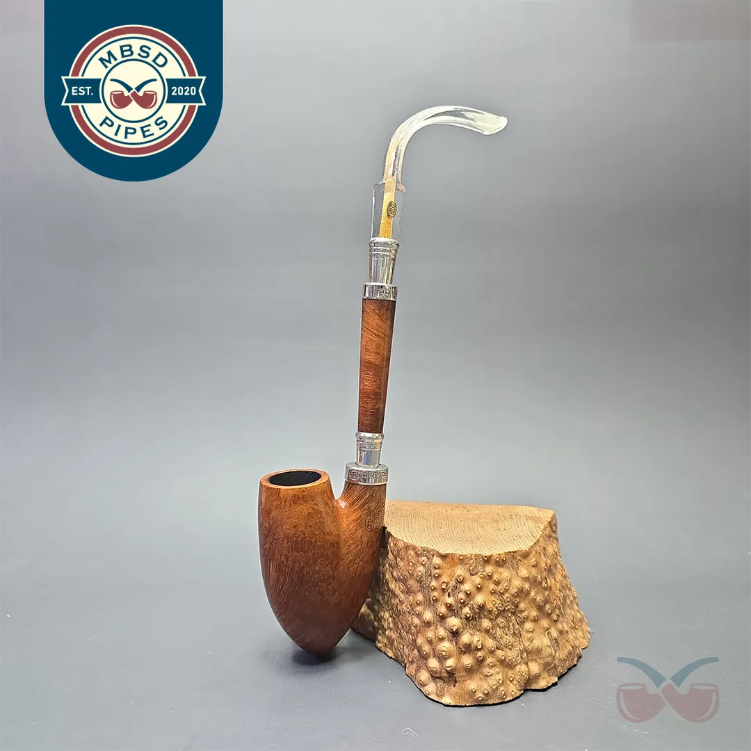 GBD (1954) Virgin Collector Smooth Oom Paul with Silver, Perspex, and Briar Shank Extension (Estate)