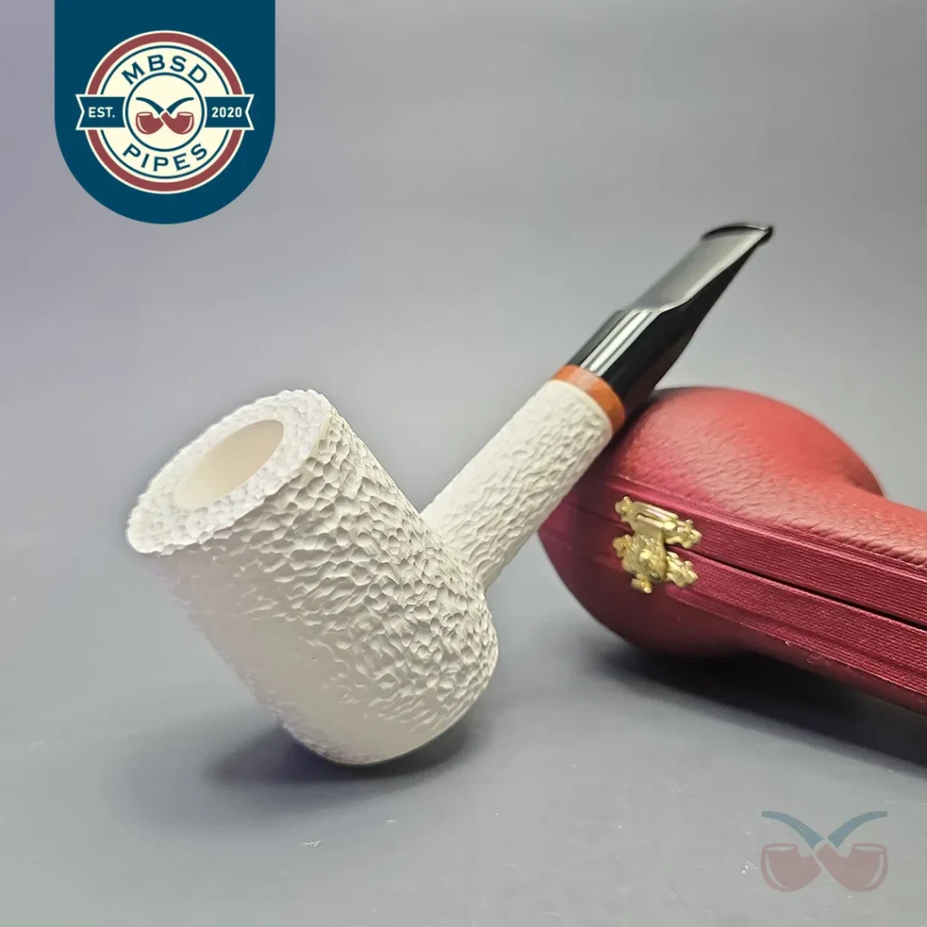 MBSD Meerschaum Deluxe Rusticated Poker with Briar-Mortise (New)