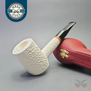 MBSD Meerschaum Deluxe Rusticated Poker with Briar-Mortise (New)