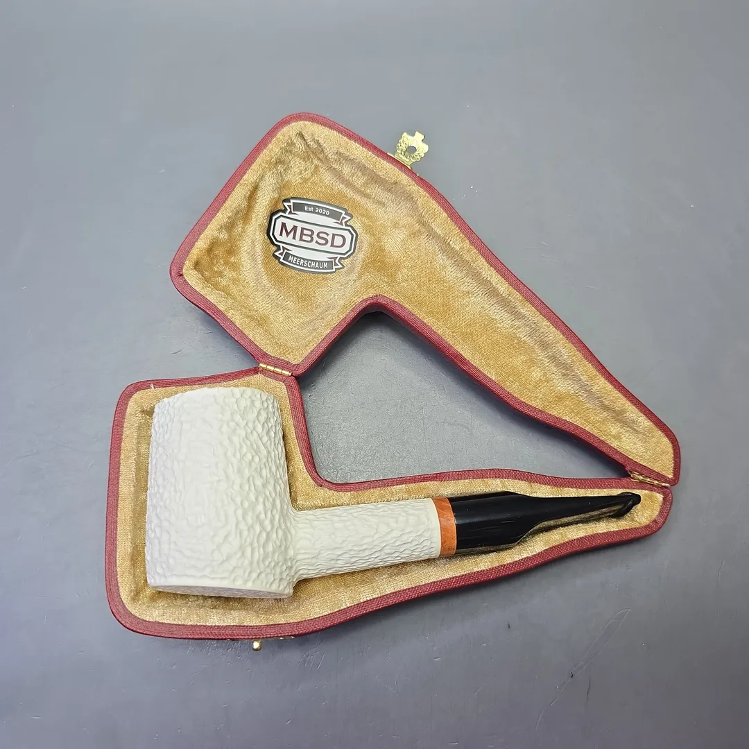 MBSD Meerschaum Deluxe Rusticated Poker with Briar-Mortise (New) - Image 2