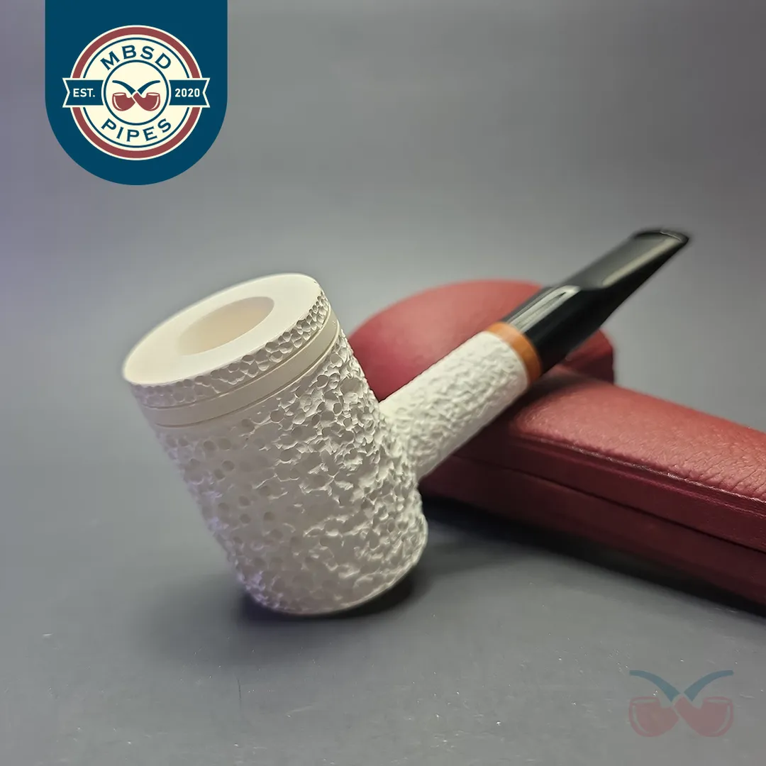 MBSD Meerschaum Deluxe Rusticated Poker with Briar-Mortise (New)