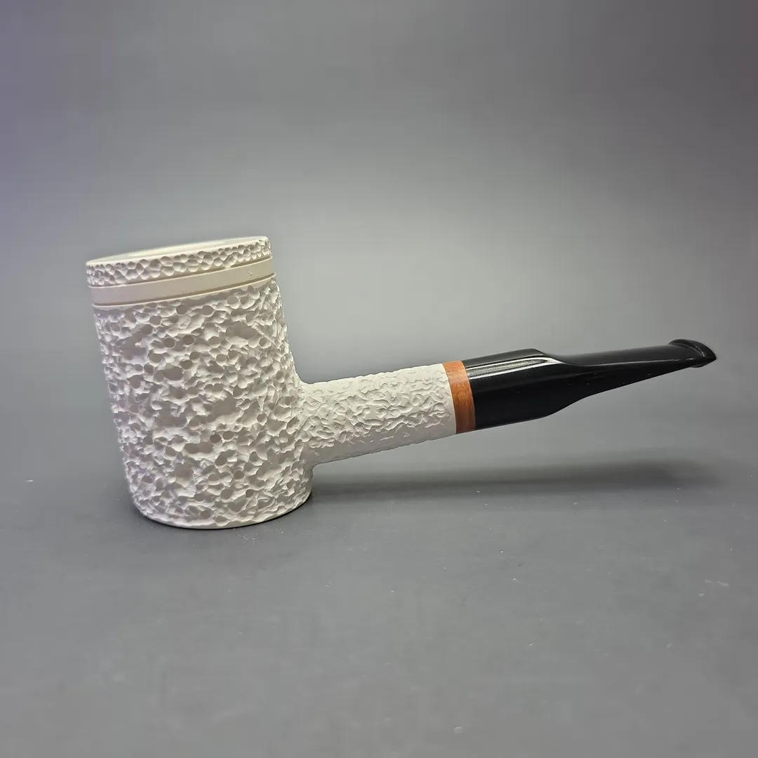 MBSD Meerschaum Deluxe Rusticated Poker with Briar-Mortise (New) - Image 2