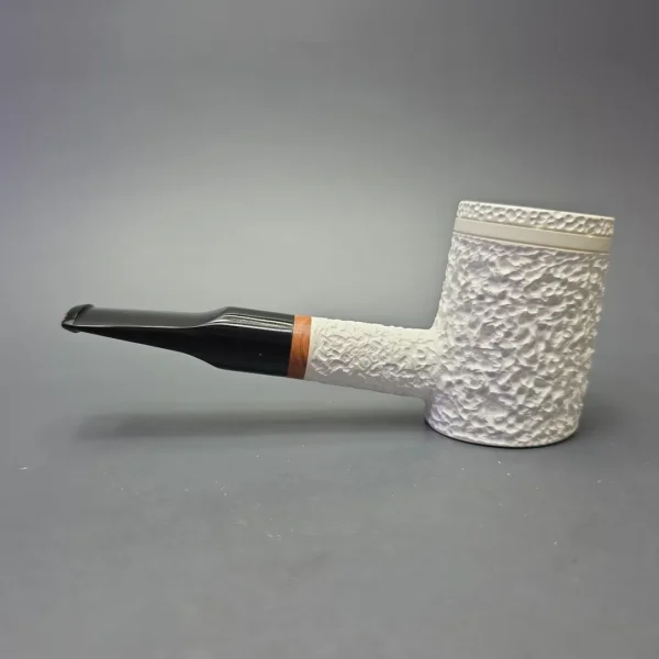 MBSD Meerschaum Deluxe Rusticated Poker with Briar-Mortise (New) - Image 4